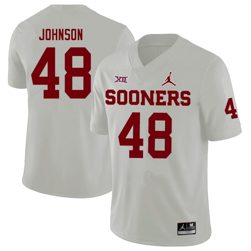 Men #48 Stephen Johnson Oklahoma Sooners Jordan Brand College Football Jerseys Sale-White - Click Image to Close
